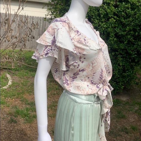 💋NWT Vintage Havana Flutter Sleeve Pull Over Ruffle Crop Top - Picture 5 of 16